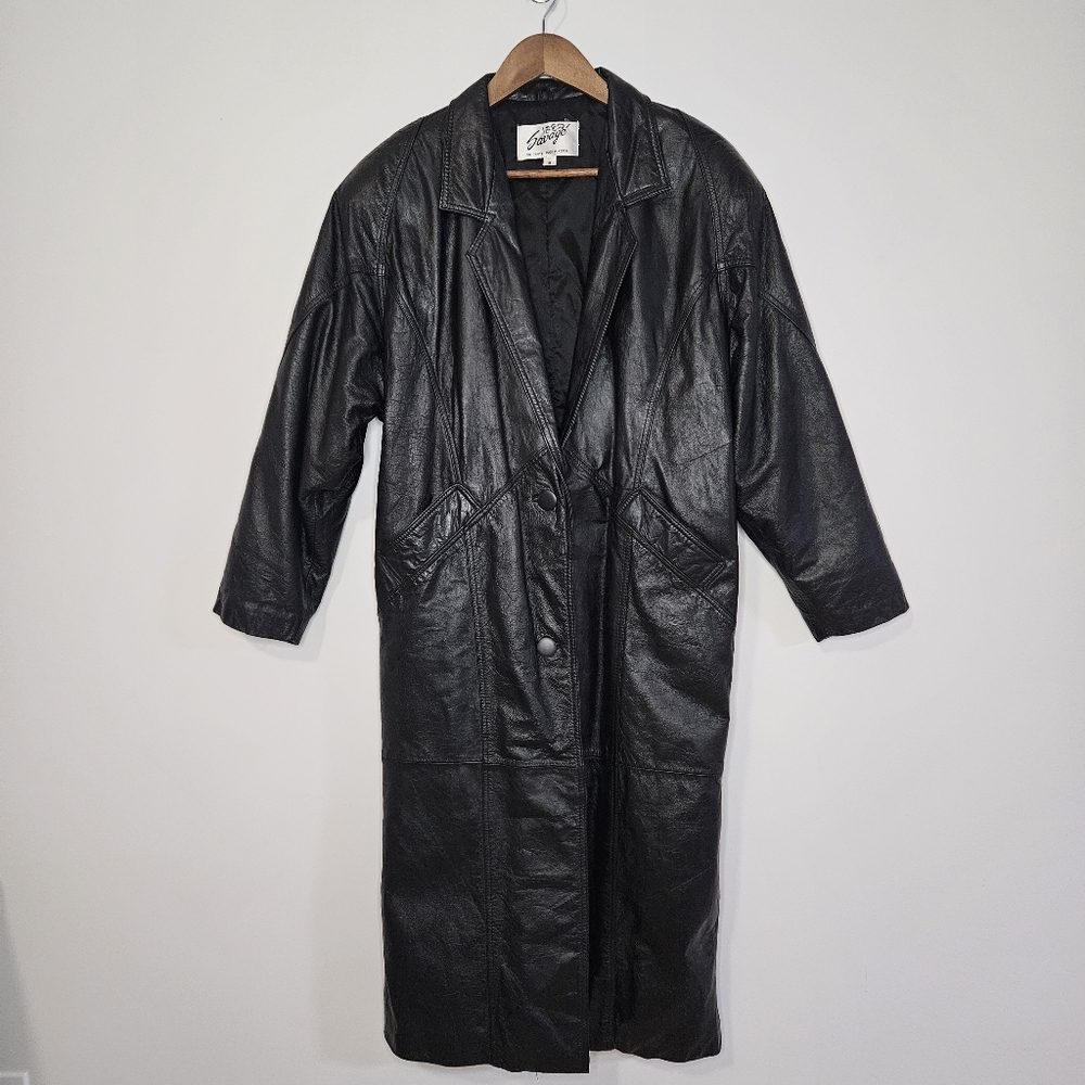Vintage 80s 90s Leather Trench Coat Goth Grunge Punk Cosplay Small